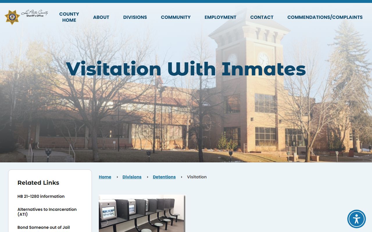 La Plata County Detention Facility visitation rules for jail inmates